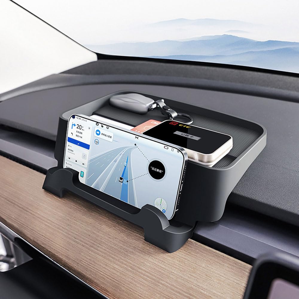 Armaturenbrett Silikonablage für Tesla Model Y 3 Mittelkonsole Aufbewahrungsbox Anti-Rutsch-Autozubehör 2 Haken Taschentücher Sonnenbrille Armaturenbrett Silikonablage für Tesla Model Y 3 Mittelkonsole Aufbewahrungsbox Anti-Rutsch-Autozubehör 2 Haken Taschentücher Sonnenbrille von STAMOO