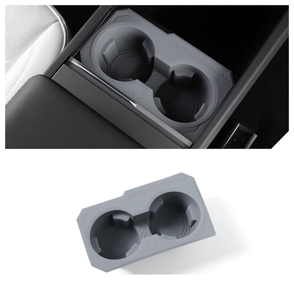 Einsatz Wasserbecherhalter für Tesla MODEL3 2024 2025 Highland Mittelkonsole Getränkebecher Silikon Anti-Kollision (Grau) von STAMOO