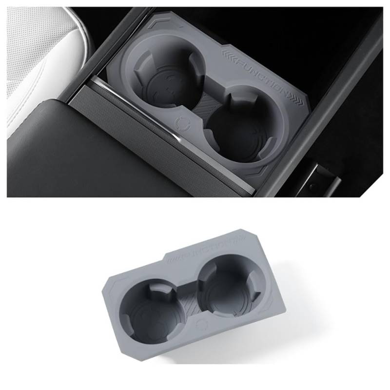 Einsatz Wasserbecherhalter für Tesla MODEL3 2024 2025 Highland Mittelkonsole Getränkebecher Silikon Anti-Kollision (Grau) von STAMOO