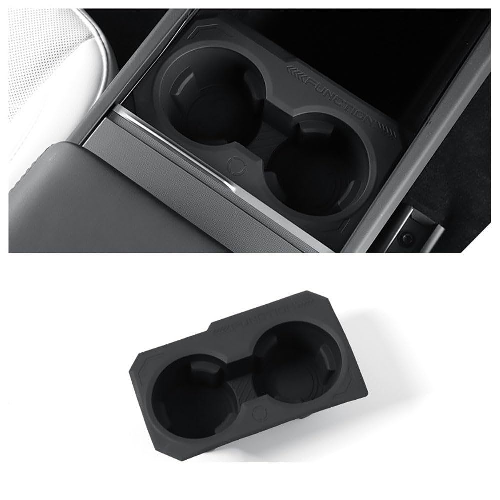 Einsatz Wasserbecherhalter für Tesla MODEL3 2024 2025 Highland Mittelkonsole Getränkebecher Silikon Anti-Kollision (Schwarz) von STAMOO