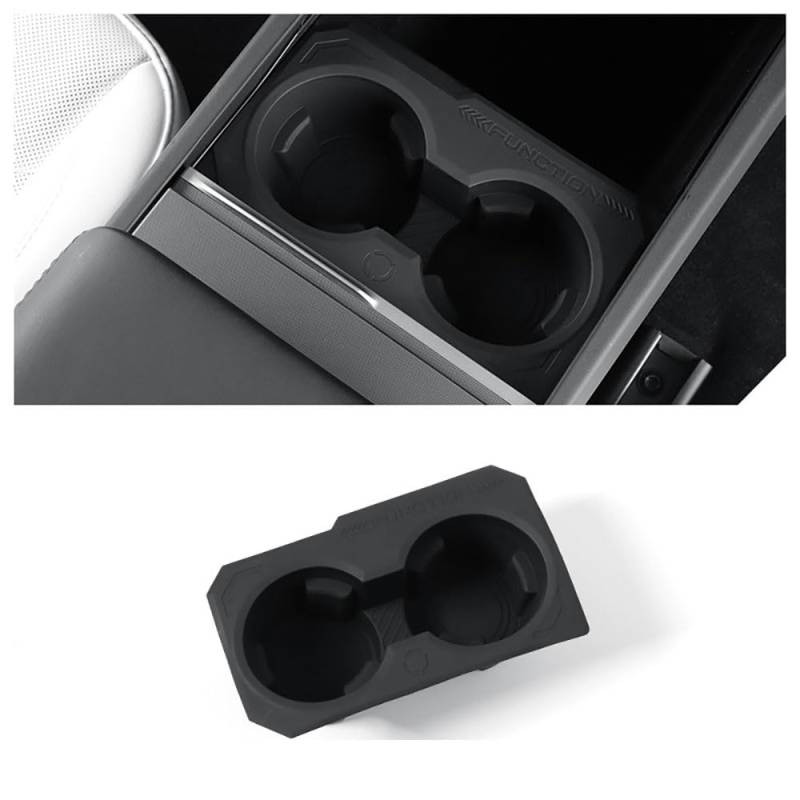 Einsatz Wasserbecherhalter für Tesla MODEL3 2024 2025 Highland Mittelkonsole Getränkebecher Silikon Anti-Kollision (Schwarz) von STAMOO