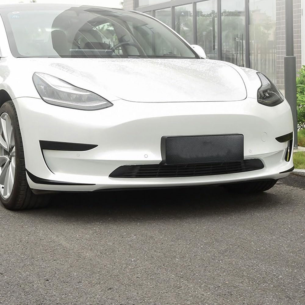 Frontstoßstange Ecke Schutz Zierleiste für Tesla Model 3 2016-2023 Anti-Kollision Edelstahl Streifen Dekoration Aufkleber (Mattschwarz) von STAMOO