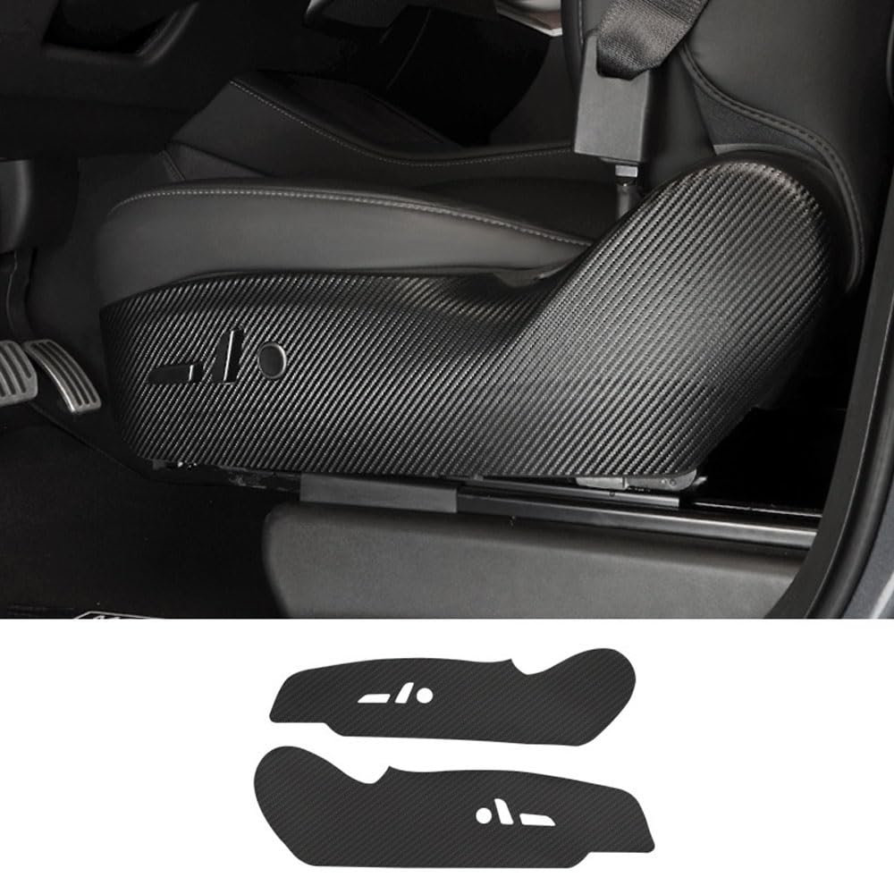 Für Tesla Model 3/Y Sitzseite Anti Kick-Matten Beifahrer- und Fahrerseite Schutz Aufkleber Pads Kratzfeste Abdeckmatten (für Modell 3 (2016–2022) Kohlefaser-Leder) von STAMOO