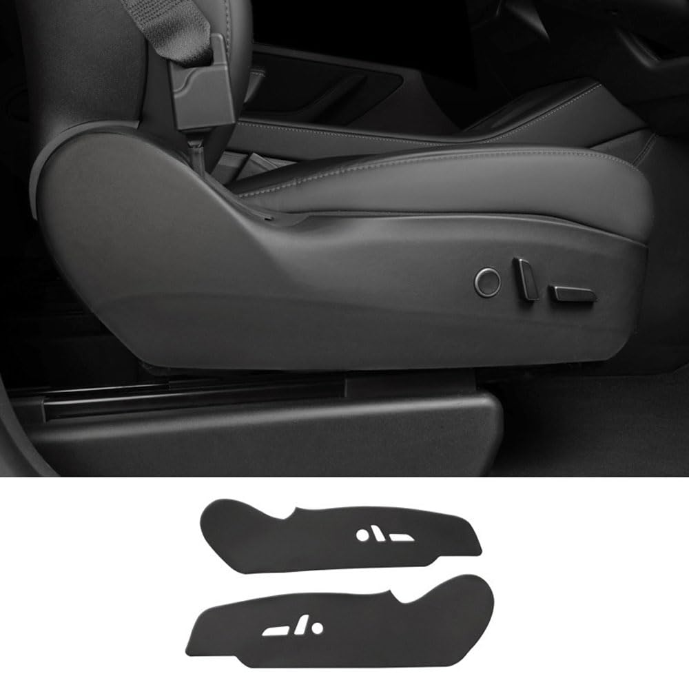 Für Tesla Model 3/Y Sitzseite Anti Kick-Matten Beifahrer- und Fahrerseite Schutz Aufkleber Pads Kratzfeste Abdeckmatten (für Modell 3 Highland (2024) Schwarzes Leder) von STAMOO