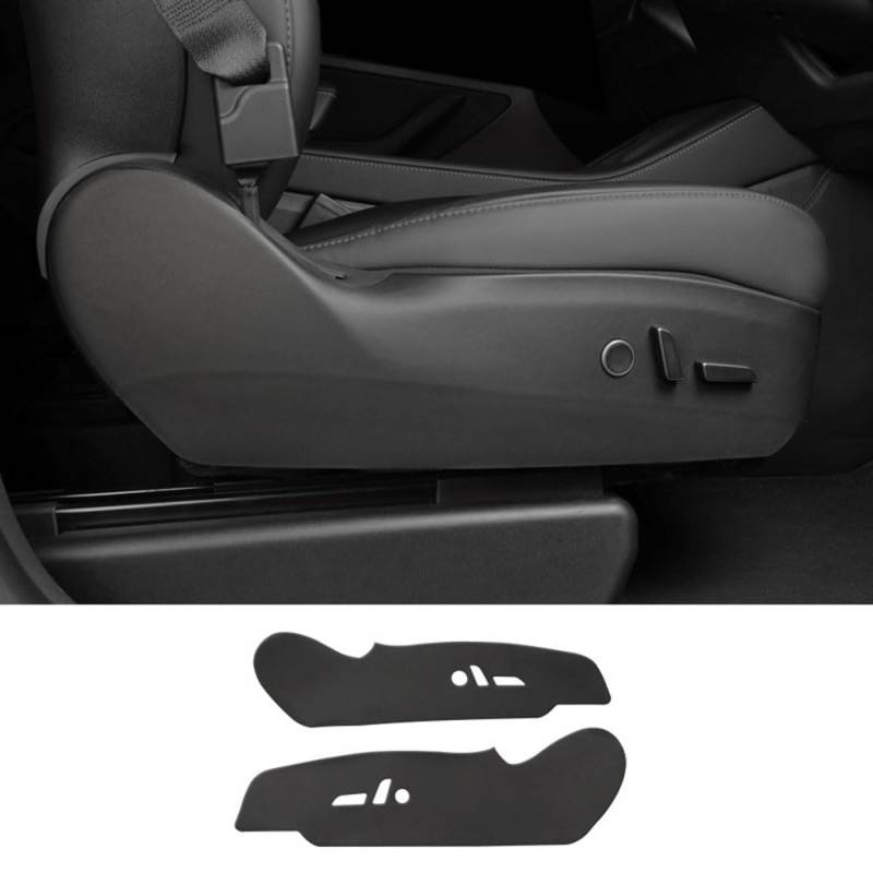 Für Tesla Model 3/Y Sitzseite Anti Kick-Matten Beifahrer- und Fahrerseite Schutz Aufkleber Pads Kratzfeste Abdeckmatten (für Modell 3 Highland (2024) Schwarzes Leder) von STAMOO