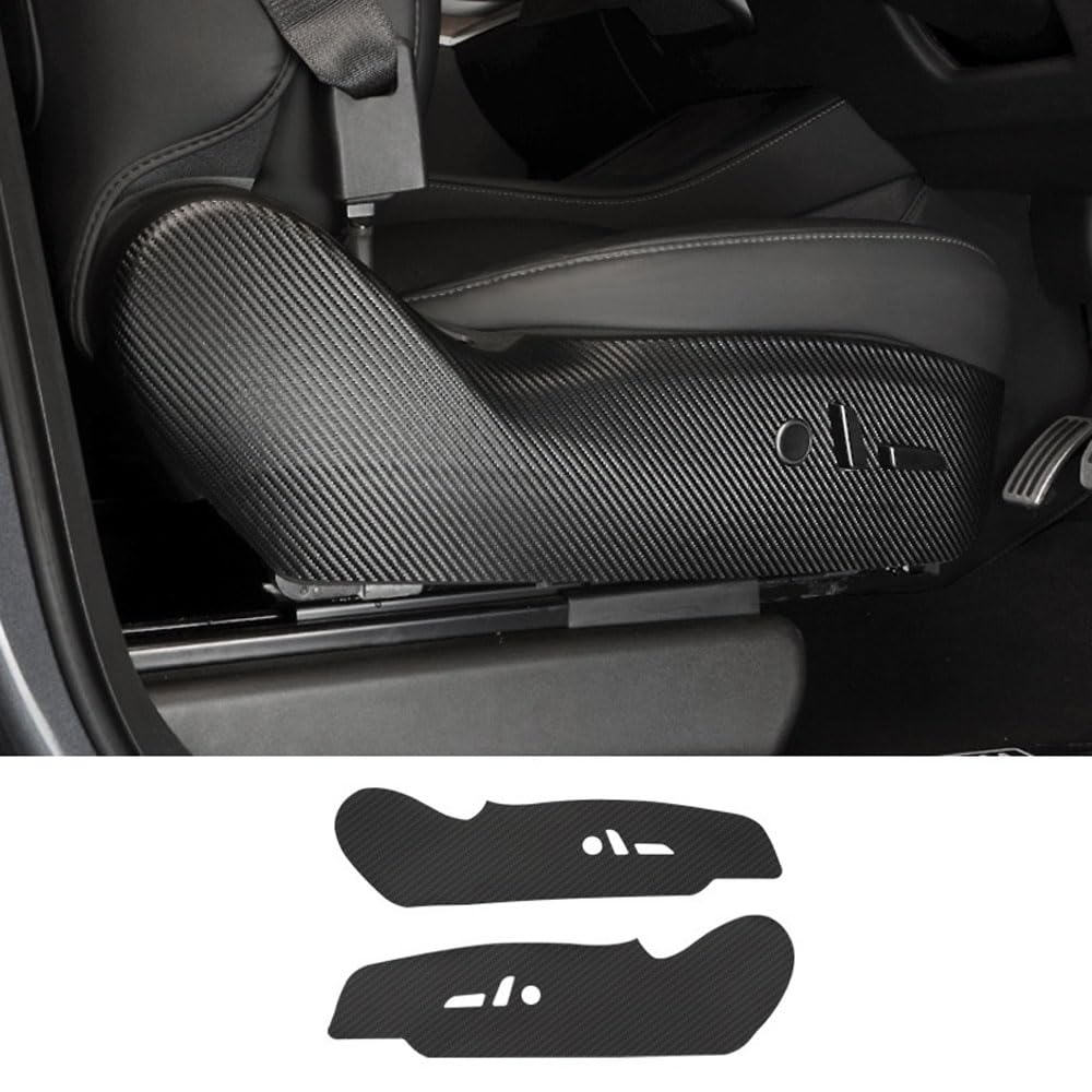 Für Tesla Model 3/Y Sitzseite Anti Kick-Matten Beifahrer- und Fahrerseite Schutz Aufkleber Pads Kratzfeste Abdeckmatten (für Modell Y Kohlefaser-Leder) von STAMOO