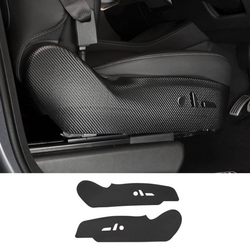 Für Tesla Model 3/Y Sitzseite Anti Kick-Matten Beifahrer- und Fahrerseite Schutz Aufkleber Pads Kratzfeste Abdeckmatten (für Modell Y Kohlefaser-Leder) von STAMOO