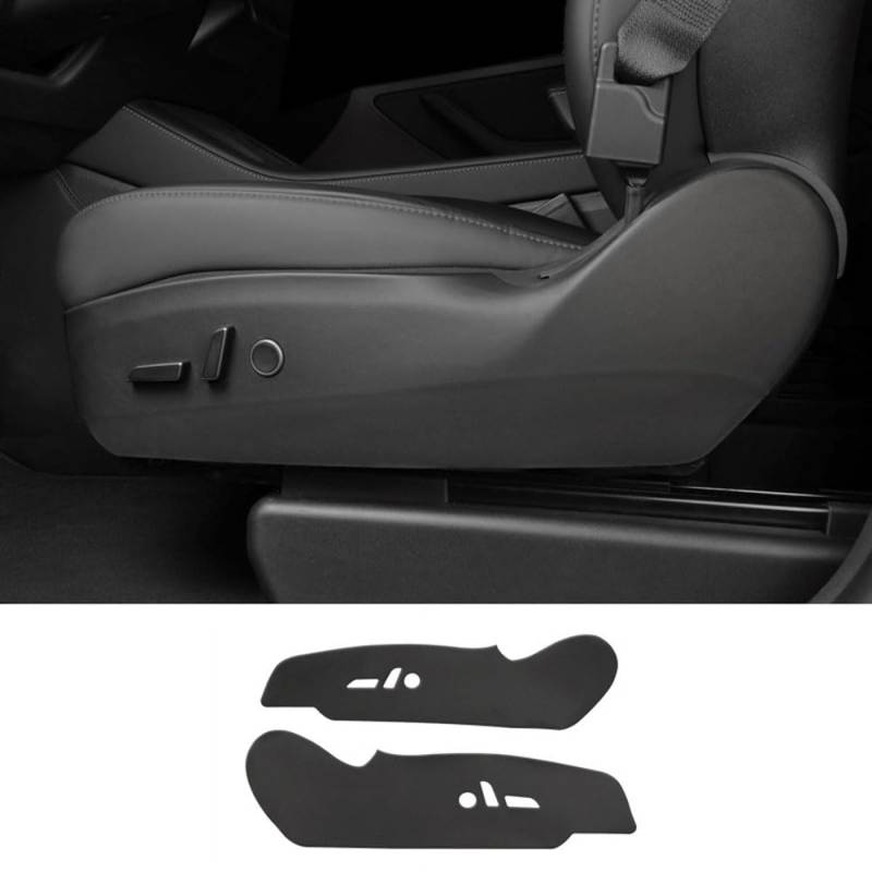 Für Tesla Model 3/Y Sitzseite Anti Kick-Matten Beifahrer- und Fahrerseite Schutz Aufkleber Pads Kratzfeste Abdeckmatten (für Modell Y Schwarzes Leder) von STAMOO