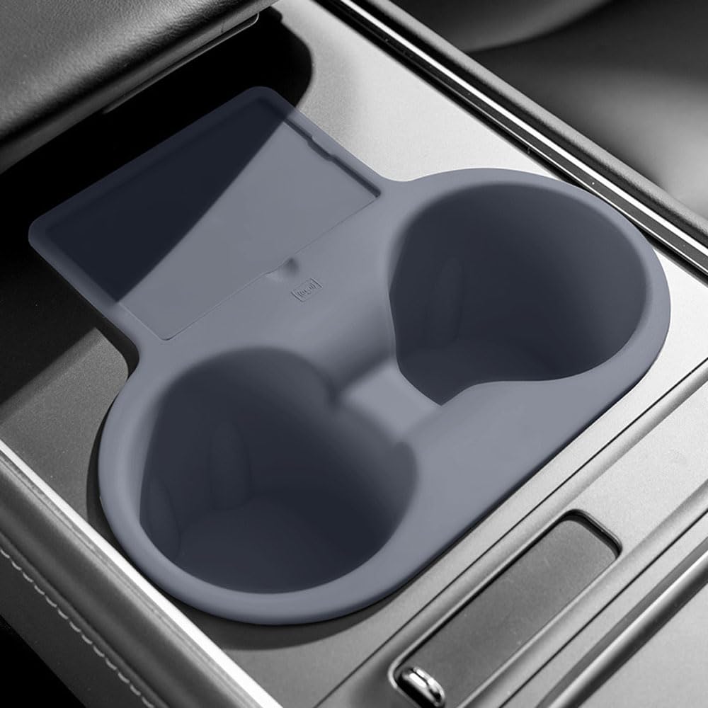 Für Tesla Model 3 (2021–2023) (nicht passend für Modell 3 Highland 2024 Modell Y (2020–2024) Kieselgel-Getränkehalter-Clip, Wasserbecherschlitz, Schlüsselkarte, Pad, Mattenzubehör (grau) von STAMOO