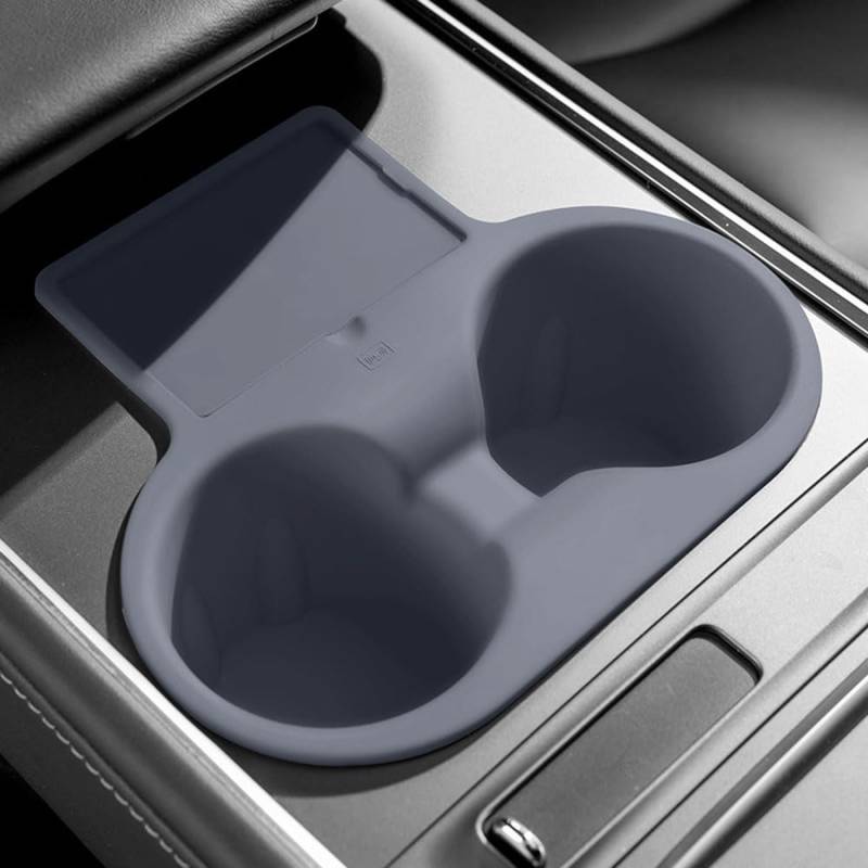 Für Tesla Model 3 (2021–2023) (nicht passend für Modell 3 Highland 2024 Modell Y (2020–2024) Kieselgel-Getränkehalter-Clip, Wasserbecherschlitz, Schlüsselkarte, Pad, Mattenzubehör (grau) von STAMOO