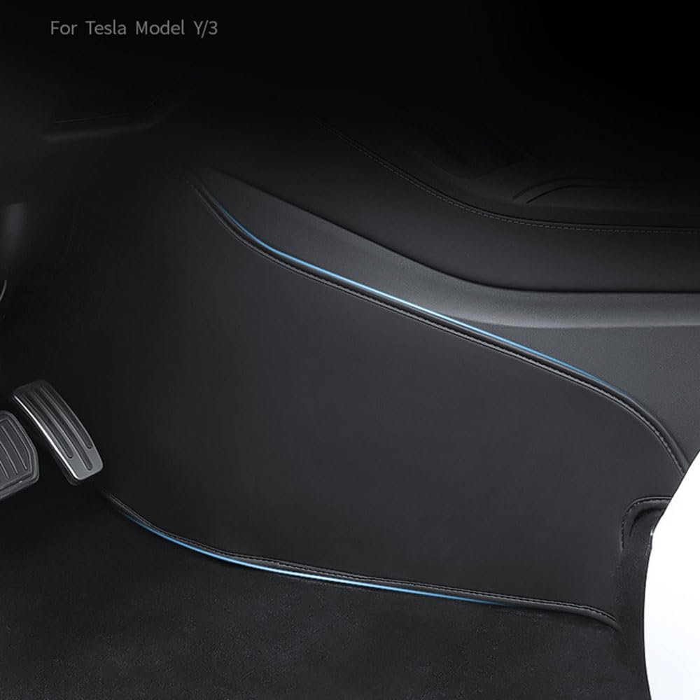 Für Tesla Model 3 Y Mittelkonsole Zwei Seitenteile Anti Kick Pad Defense Protector Leder Aufkleber Fußabdeckung Autozubehör (Modell Y Style A) von STAMOO