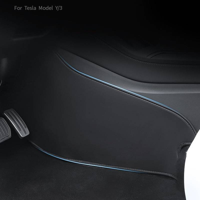 Für Tesla Model 3 Y Mittelkonsole Zwei Seitenteile Anti Kick Pad Defense Protector Leder Aufkleber Fußabdeckung Autozubehör (Modell Y Style A) von STAMOO