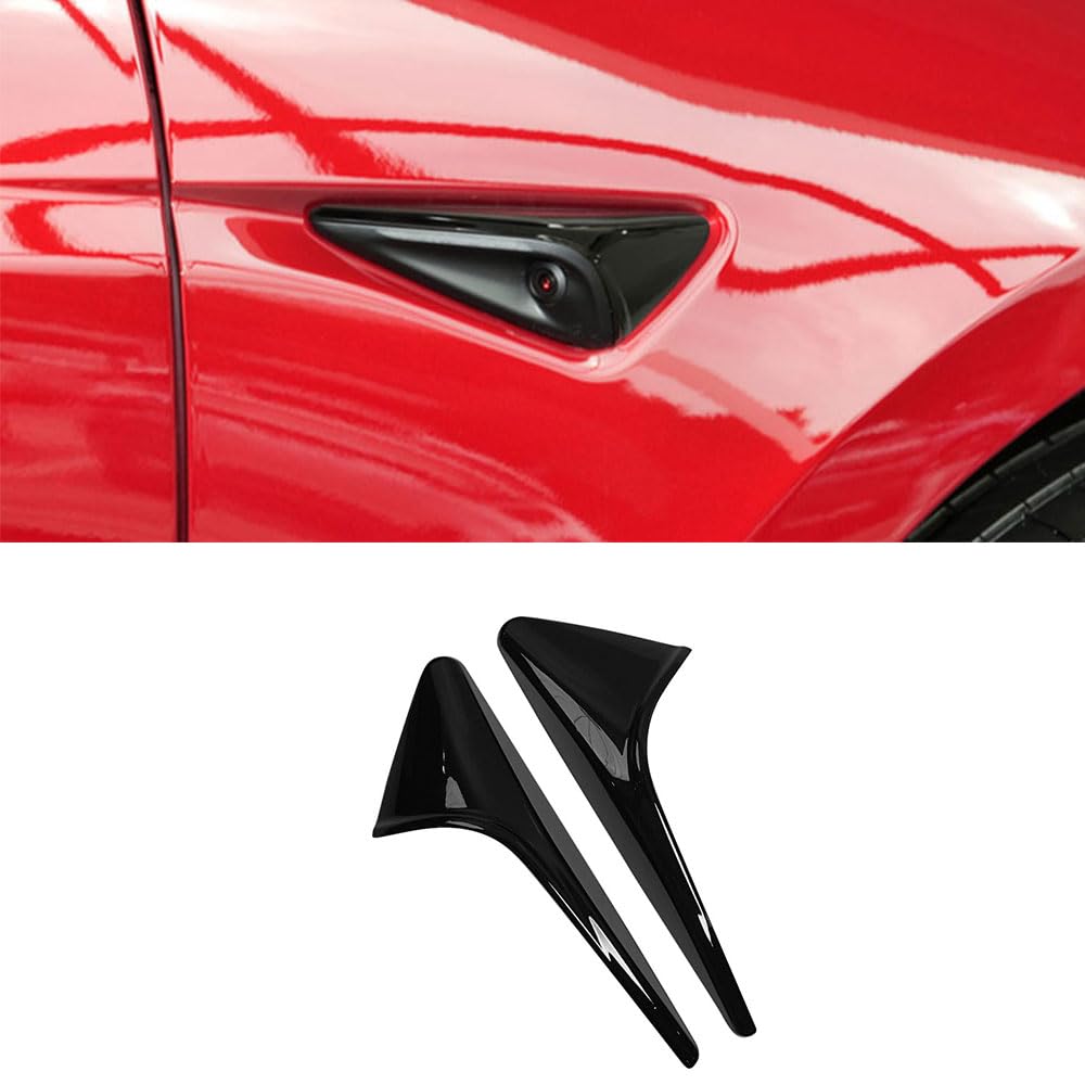Geeignet für Tesla Model 3 Highland 2024 Modell Y (2023-2024) HW4.0 Blinker Seitenkameraschutzhülle 2 Stück (glänzend schwarz) von STAMOO