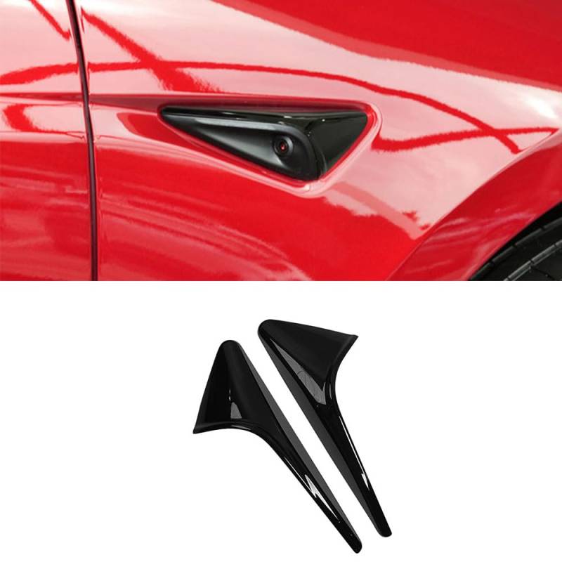 Geeignet für Tesla Model 3 Highland 2024 Modell Y (2023-2024) HW4.0 Blinker Seitenkameraschutzhülle 2 Stück (glänzend schwarz) von STAMOO