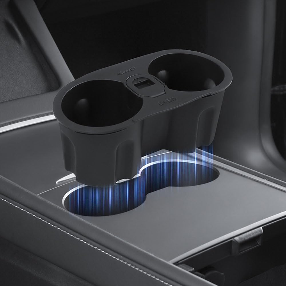 Getränkehalter für Tesla Model 3/Y 2021–2023, TPE, organisierter Becherbegrenzer mit Aschenbecher, exklusiver Schlüsselkartenschlitz, Wasserbechermatten Getränkehalter für Tesla Model 3/Y 2021–2023, TPE, organisierter Becherbegrenzer mit Aschenbecher, exklusiver Schlüsselkartenschlitz, Wasserbechermatten von STAMOO