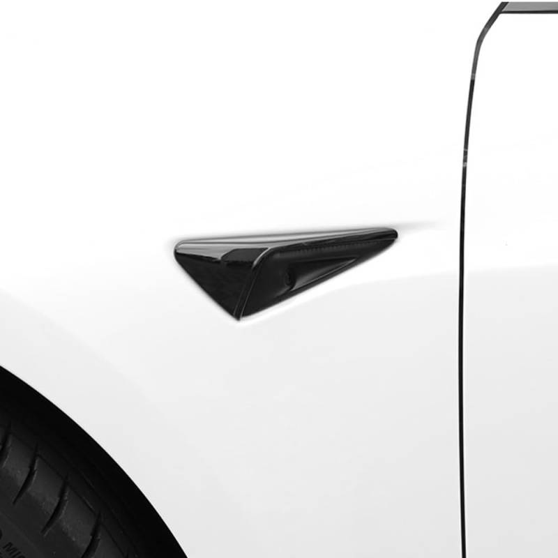 HW 3.0 ABS-Blinker-Seitenkamera-Schutzabdeckung für Tesla Model 3 (2016–2022), Modell Y (2020–2022), Modell S X (2012–2020), Karbonfaser-Muster, Seitenkamera-Schutzverkleidung (glänzendes Schwarz) von STAMOO