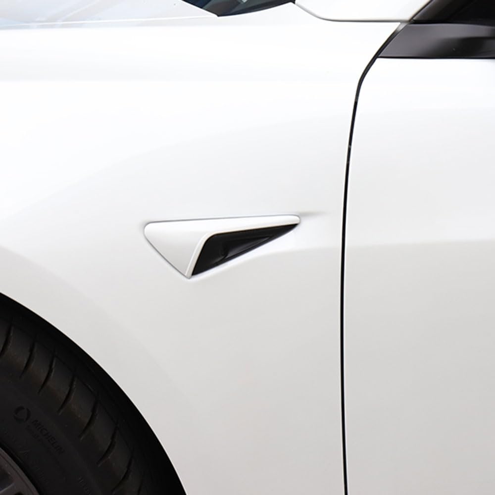 HW 3.0 ABS-Blinker-Seitenkamera-Schutzabdeckung für Tesla Model 3 (2016–2022), Modell Y (2020–2022), Modell S X (2012–2020), Karbonfaser-Muster, Seitenkamera-Schutzverkleidung (glänzendes Weiß) von STAMOO