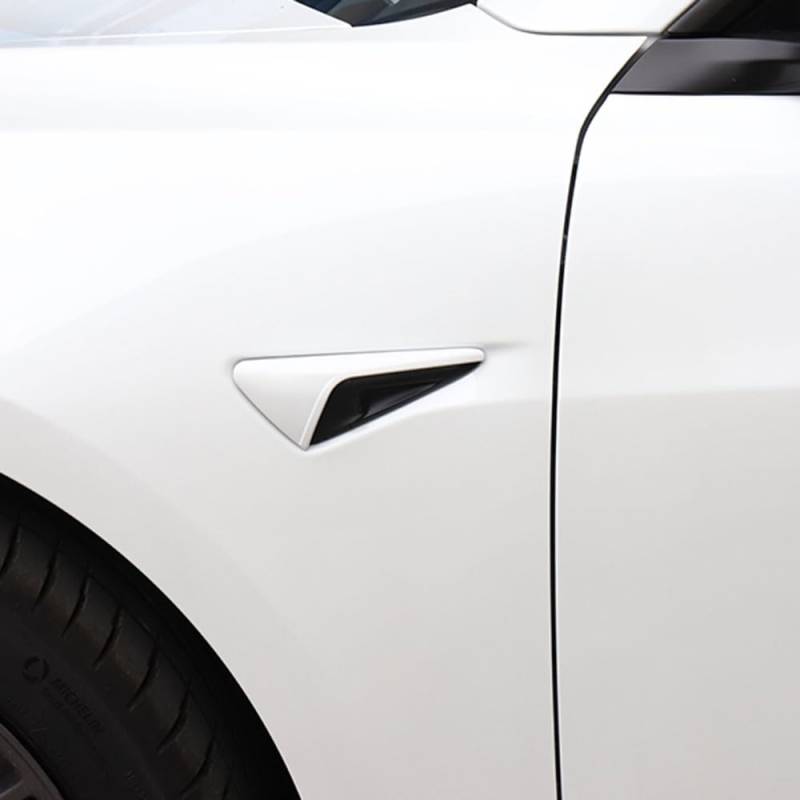 HW 3.0 ABS-Blinker-Seitenkamera-Schutzabdeckung für Tesla Model 3 (2016–2022), Modell Y (2020–2022), Modell S X (2012–2020), Karbonfaser-Muster, Seitenkamera-Schutzverkleidung (glänzendes Weiß) von STAMOO