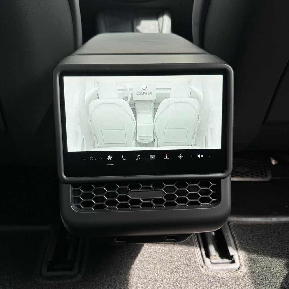 Hintere Lüftungsschlitze, Karbonfaser-Muster, für Tesla Model 3 Highland Abdeckung, Mittelkonsole, Armlehne, Box, Rückspülung, Filtergitter, Schutzabdeckung (A, mattschwarz) von STAMOO