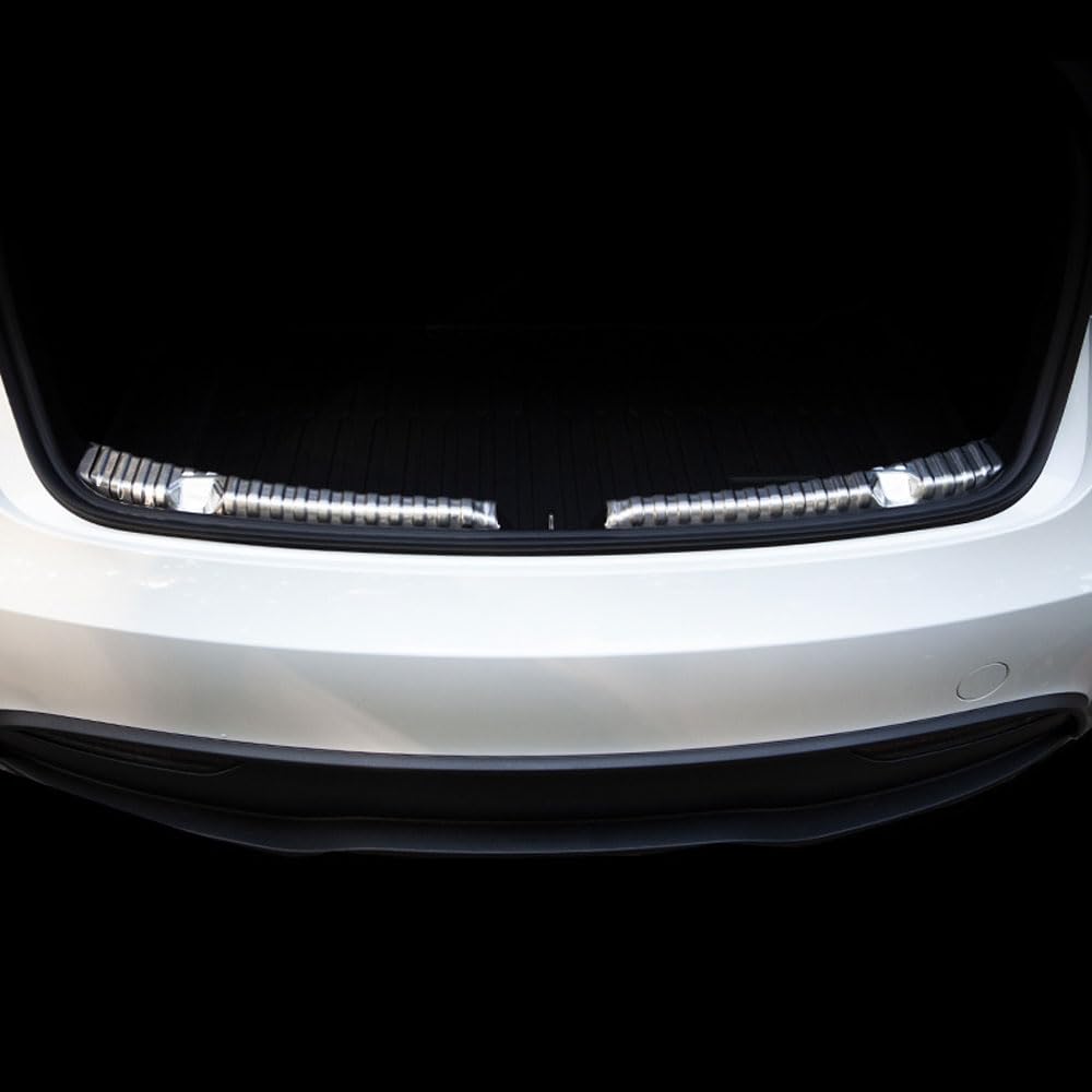 Kofferraum-Stoßstangenschutz für Tesla Model 3 Highland 2024, Edelstahl, Karbonfaser-Muster, 2 Stück (Silber) von STAMOO
