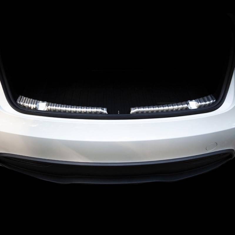 Kofferraum-Stoßstangenschutz für Tesla Model 3 Highland 2024, Edelstahl, Karbonfaser-Muster, 2 Stück (Silber) von STAMOO