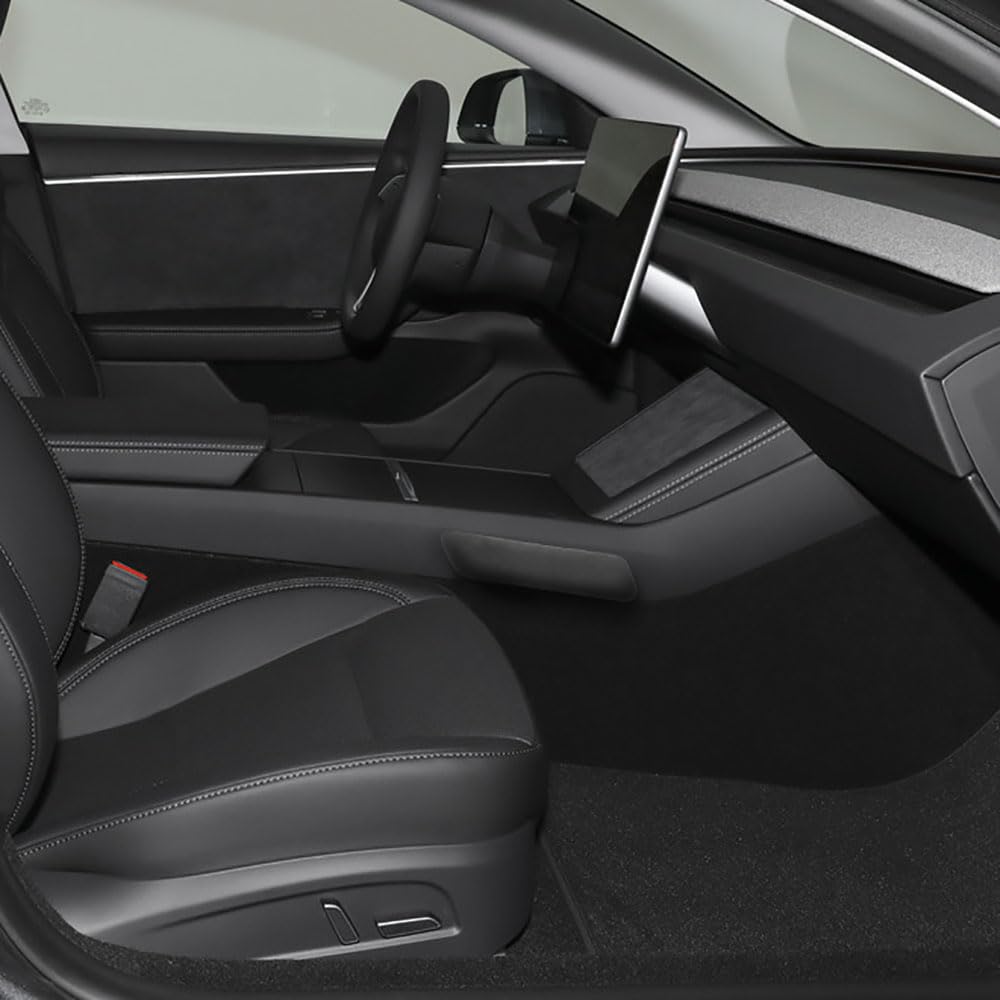 STAMOO Für Tesla Highland 2024 Knie-, Bein-, Ellenbogen-, Mikrofaser-Leder-Kissen, kompatibel mit Auto-Mittelkonsole, Oberschenkelstütze, Schutz, 1 Stück (Wildleder-Co-Pilot) von STAMOO
