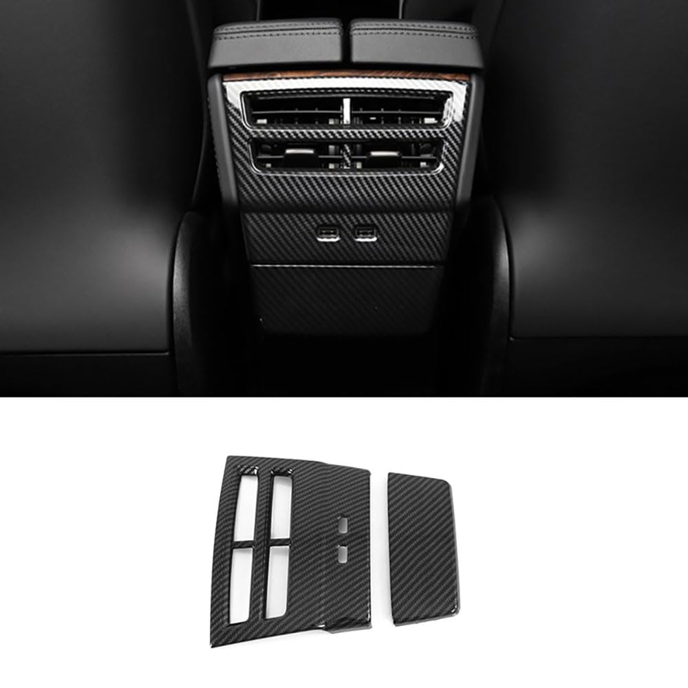 STAMOO Für Tesla Model X (2016–2022), Modell S (2016–2022), Kohlefaser-Muster, ABS, hintere Lüftungsschlitz-Dekoration, Zierleiste von STAMOO