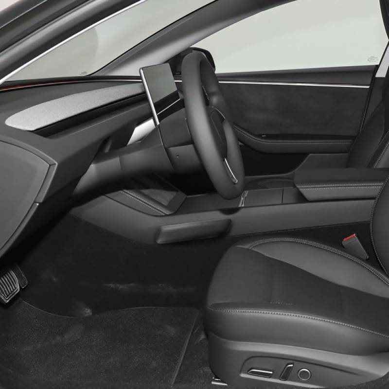 STAMOO Für Tesla New Model 3 Highland 2024 Knie-, Bein-, Ellenbogen-, Mikrofaser-Leder-Kissen, kompatibel mit Auto-Mittelkonsole, Oberschenkelstütze, Schutz, 1 Stück (schwarzer Hauptfahrer) von STAMOO