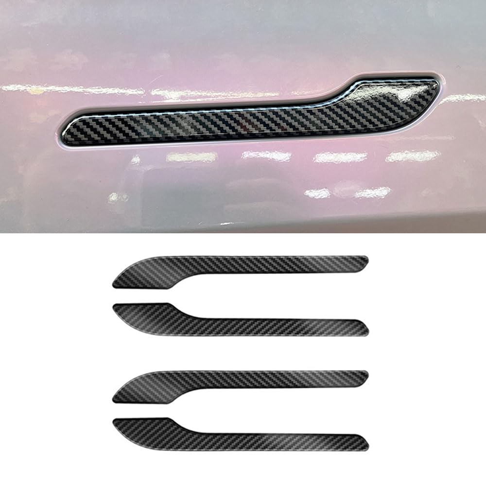 STAMOO Griffe Schutz ABS Abdeckung Aufkleber Fit für Tesla Model 3 Model Y 2016-2024 Auto Griff Abdeckung Trim (Glanz Kohlefaser) von STAMOO