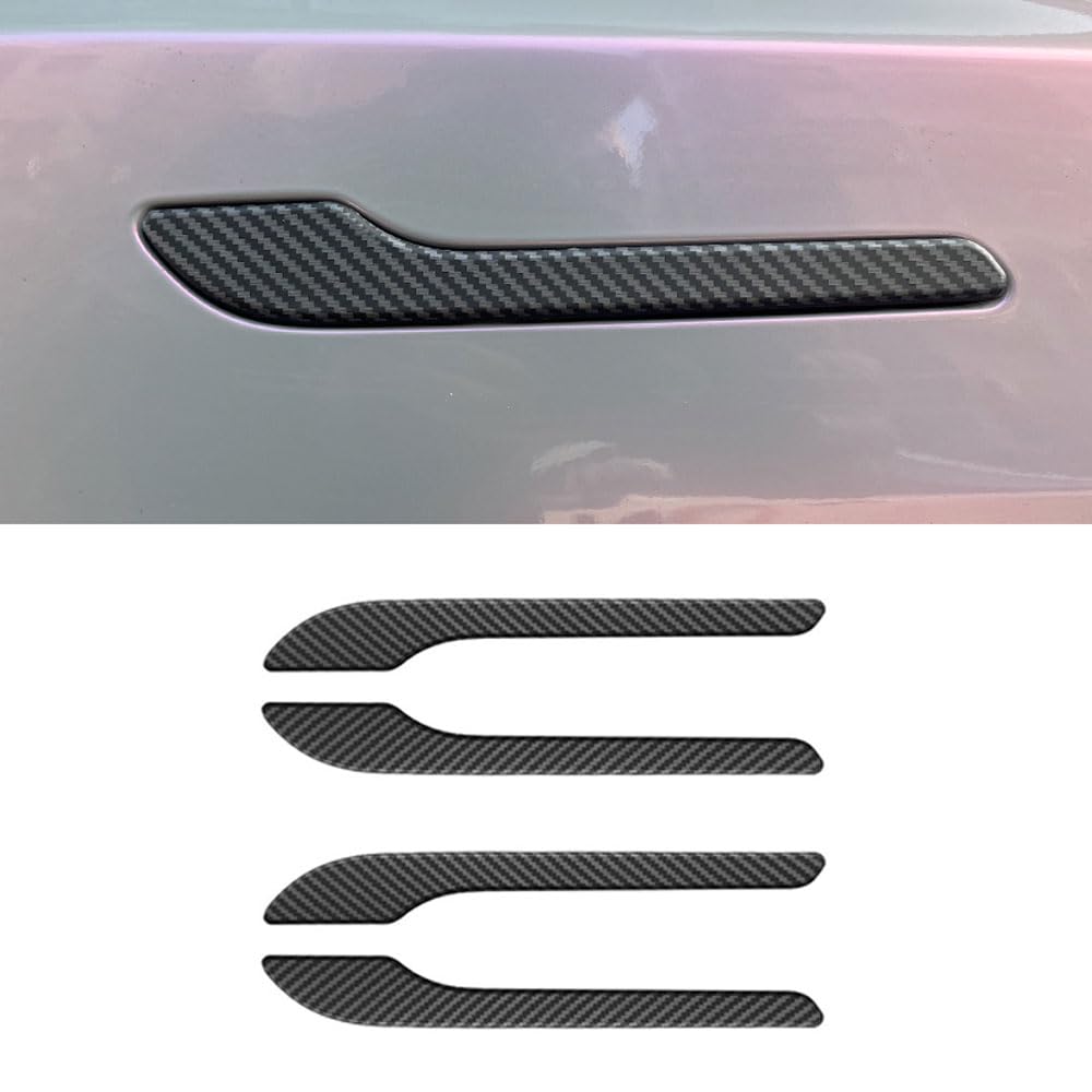 STAMOO Griffe Schutz ABS Abdeckung Aufkleber Fit für Tesla Model 3 Model Y 2016-2024 Auto Griff Abdeckung Trim (Matte Kohlefaser) von STAMOO