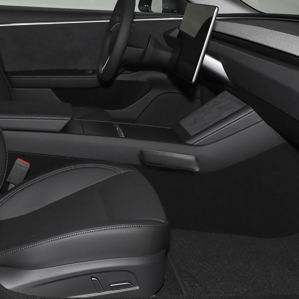 STAMOO Knie-, Bein-, Ellenbogen-, Mikrofaser-Leder-Kissen, kompatibel mit Auto-Mittelkonsole, Oberschenkelstütze, Protektor, für Tesla Modell 3 Highland 2024, Schwarz, Co-Pilot) von STAMOO