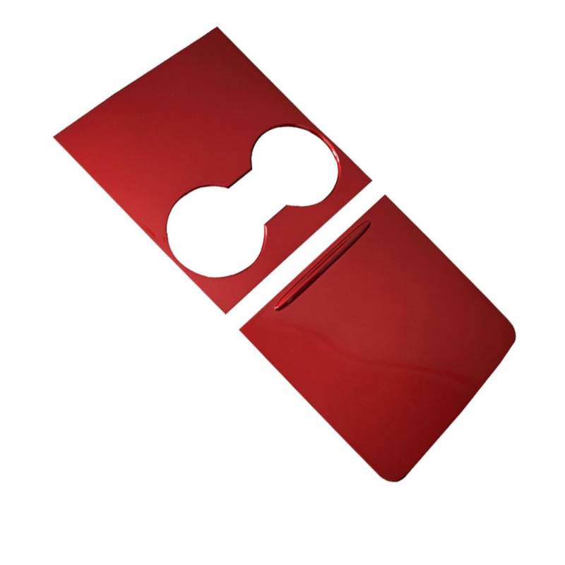 STAMOO Mittelkonsole Wrap Trim für Tesla Model 3 Y 21-23 ABS Kohlefaser Muster Innendekoration Getränkehalter Panel Cover Kit (rot) von STAMOO