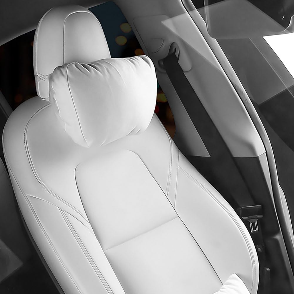 STAMOO Nackenkissen für Tesla Model 3 Y X S Nackenkissen Kopfstützenkissen Autositz Nackenstütze Autositz Kopfstütze Kissen Modell Y Zubehör (weißes Kissen) von STAMOO