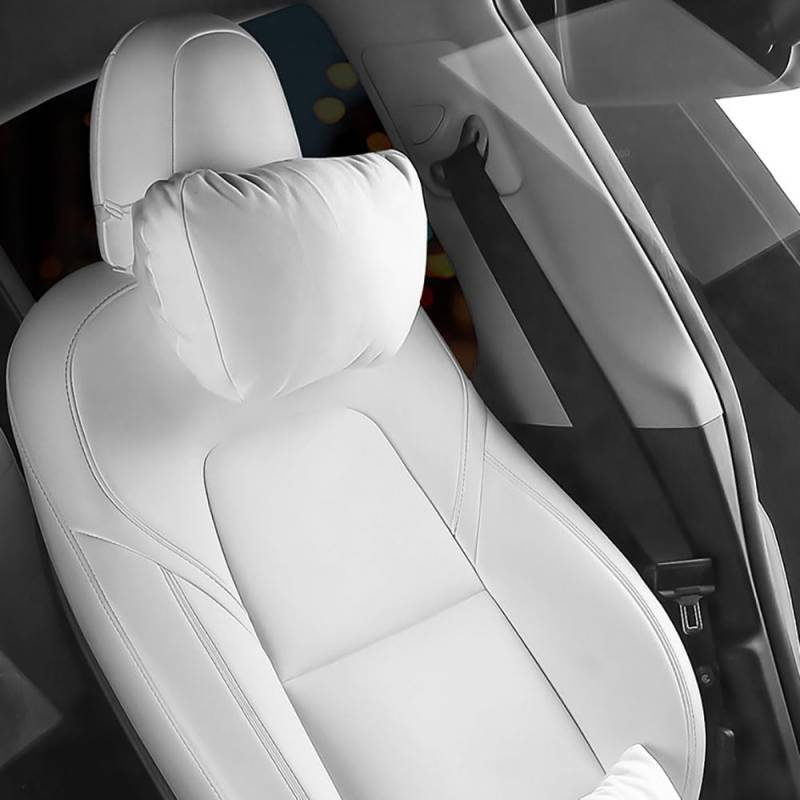 STAMOO Nackenkissen für Tesla Model 3 Y X S Nackenkissen Kopfstützenkissen Autositz Nackenstütze Autositz Kopfstütze Kissen Modell Y Zubehör (weißes Kissen) von STAMOO