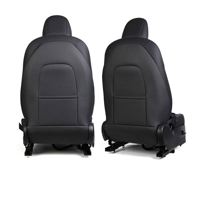 STAMOO Verbesserter Leder-Sitzrücksitz, wasserdicht, kratzfest, Schutz für Tesla Model 3 Y, Rücksitzmatten für Kinder, extra Organizer-Tasche, Innenzubehör (Schwarz A) von STAMOO