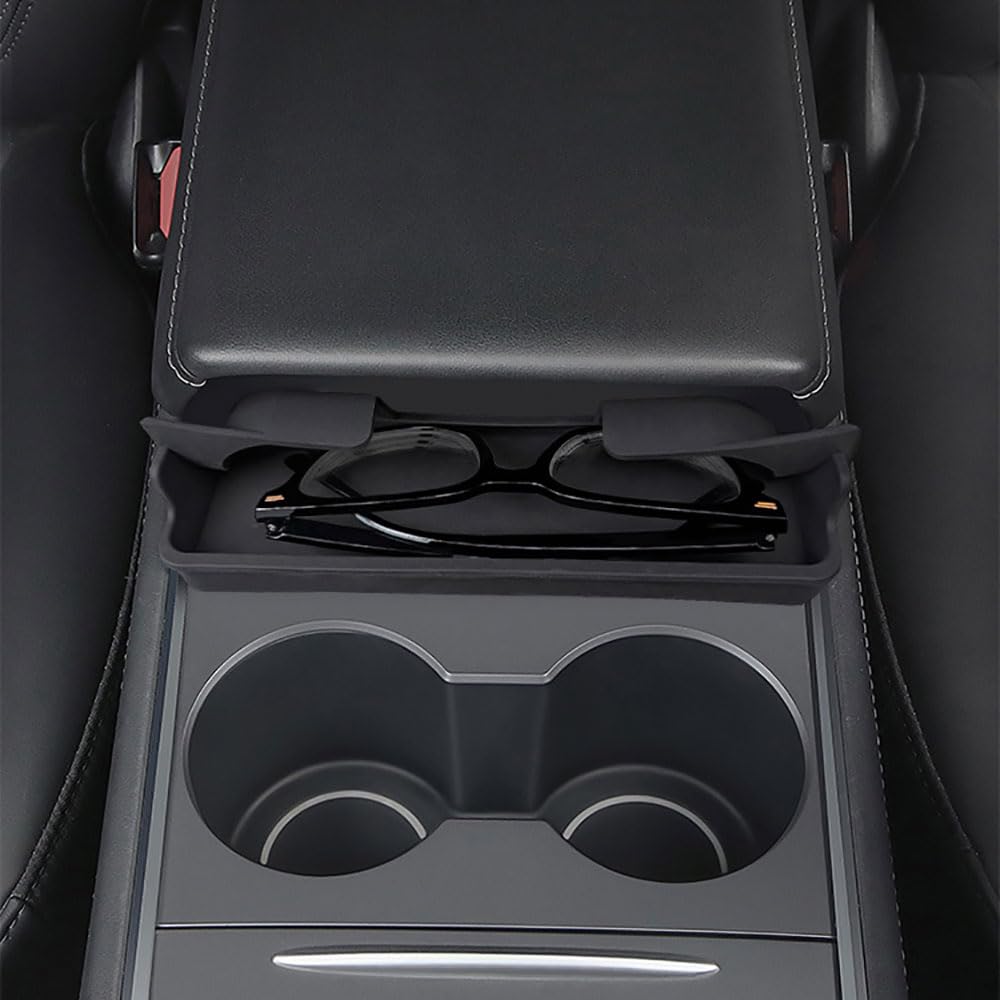 STAMOO Zentrale Armlehne Box Brille Tasche für Tesla (2016-2024) Modell 3 Highland Model Y (2020-2024) Auto Glas Fall Aufbewahrung Sarg Autoteile (für altes Modell 3 2016-2023) von STAMOO