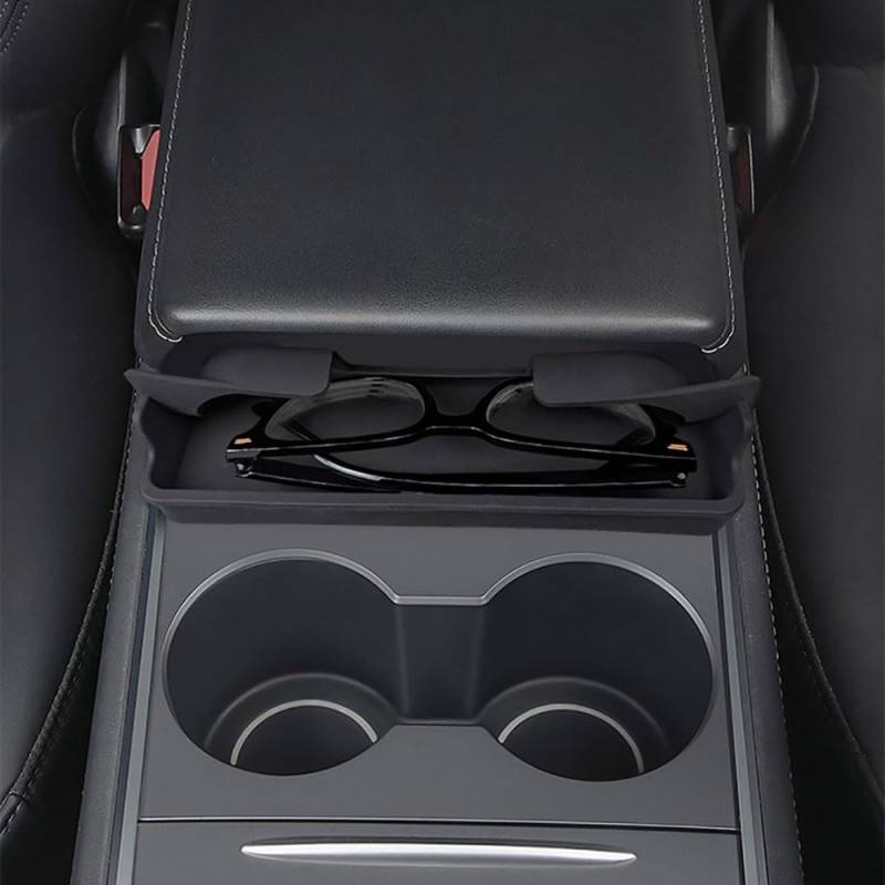 STAMOO Zentrale Armlehne Box Brille Tasche für Tesla (2016-2024) Modell 3 Highland Model Y (2020-2024) Auto Glas Fall Aufbewahrung Sarg Autoteile (für altes Modell 3 2016-2023) von STAMOO