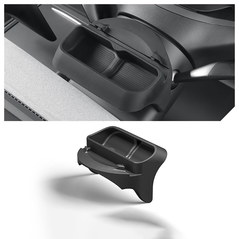STAMOO für Tesla New Model3 Highland 2024 Lenkrad Aufbewahrungsbox Silikon Handy Halter Brille Aufbewahrung Zubehör (Schwarz) von STAMOO