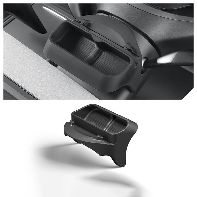 STAMOO für Tesla New Model3 Highland 2024 Lenkrad Aufbewahrungsbox Silikon Handy Halter Brille Aufbewahrung Zubehör (Schwarz) von STAMOO