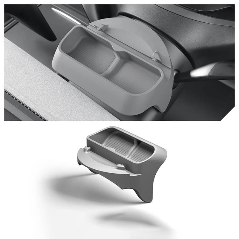 STAMOO für Tesla New Model3 Highland 2024 Lenkrad Aufbewahrungsbox Silikon Handyhalter Brille Aufbewahrung Zubehör (Grau) von STAMOO