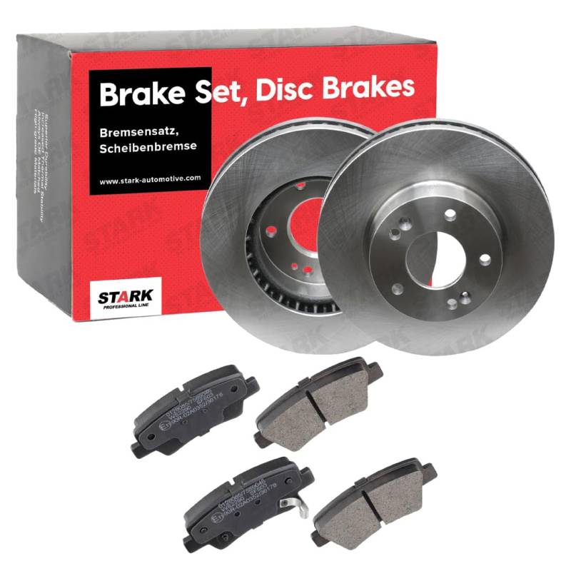 STARK SKBK-10991491 Bremsenset Vorne Belüftet 280mm - Bremsen Set mit Bremsscheiben und Bremsbeläge Satz von STARK
