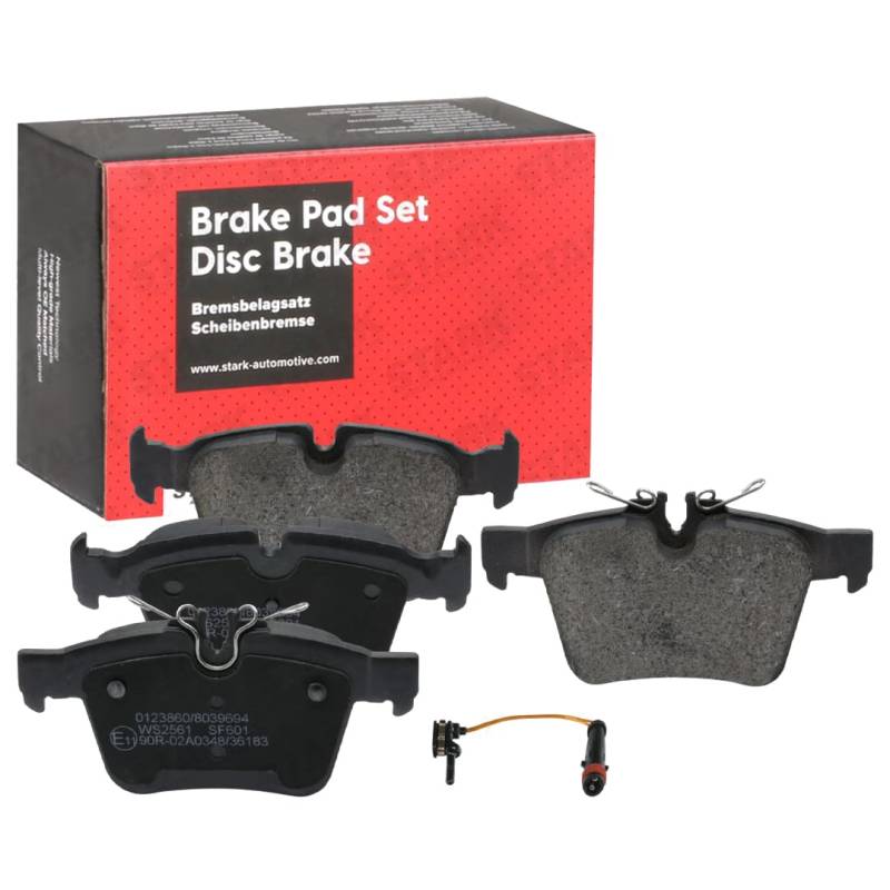 STARK Bremsbeläge Satz Bremsklötze Bremssteine Set Hinten mit Verschleißwarnkontakt, für Verschleißwarnanzeige vorbereitet | Low-Metallic | ECE-R90 SKBP-0012411 von STARK