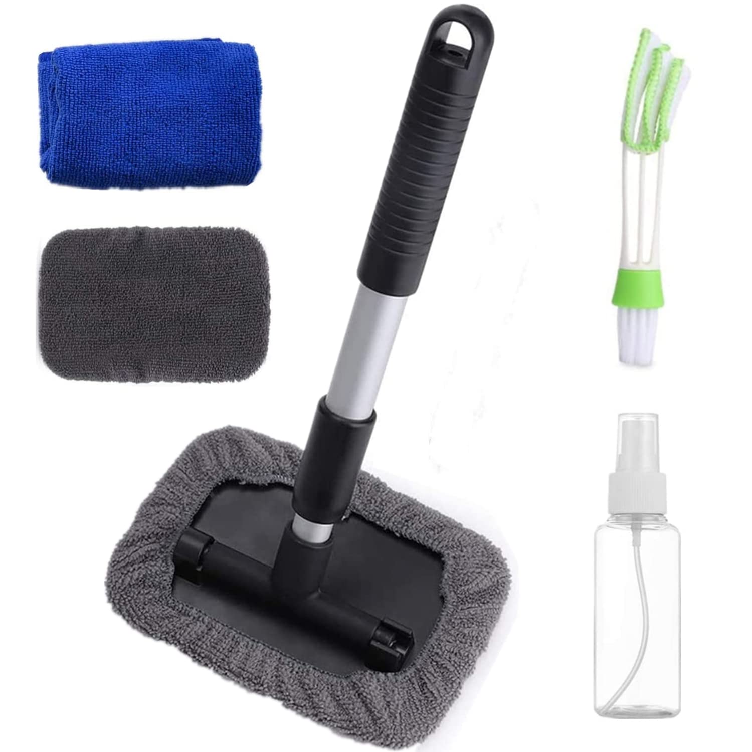 5er/Set Auto Scheibenreiniger Set, Teleskopisch 180° Windschutzscheiben Reiniger + Auto Lüftung Reinigung Staubbürste, mit Waschbar Tücher 100ml Sprühflasche Mikrofaser Stoff, Auto Innenraum Reiniger 5er/Set Auto Scheibenreiniger Set, Teleskopisch 180° Windschutzscheiben Reiniger + Auto Lüftung Reinigung Staubbürste, mit Waschbar Tücher 100ml Sprühflasche Mikrofaser Stoff, Auto Innenraum Reiniger von bangminda
