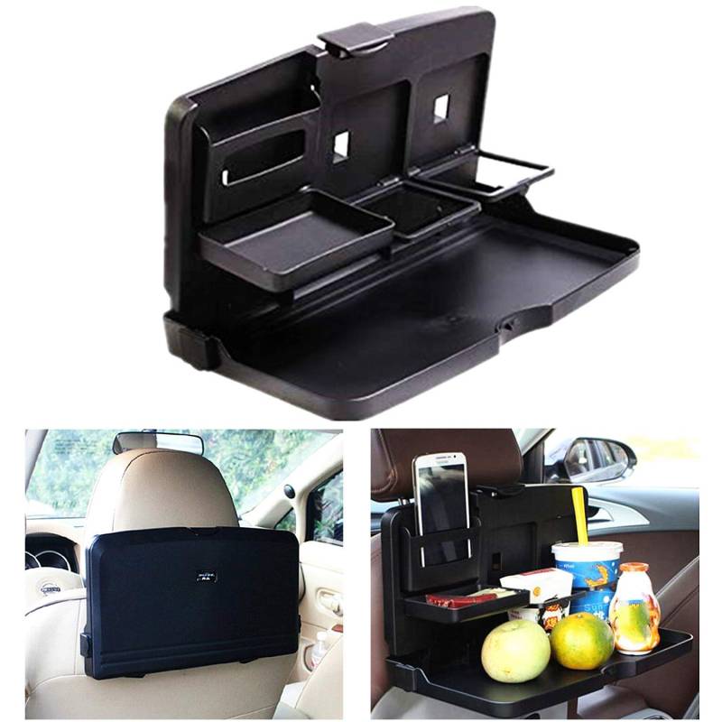 Universal Klapptisch Auto Rücksitz, Vielseitiger Klappbar Auto Tablett Getränkehalter mit Becher- und Flaschenhalterung, Auto Mahlzeit Tisch Organizer für Mobiltelefon Getränke Kaffee Essen von bangminda