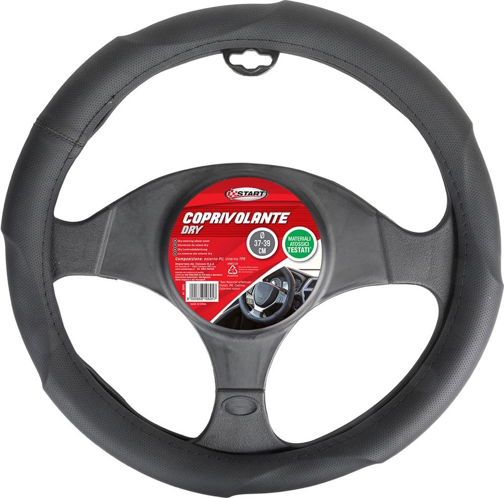 Trockener Autolenkradbezug Durchmesser. 37-39 cm schwarz, Universalschutz, TPR-Lenkradmaschine, ungiftige Materialien, getestet von START