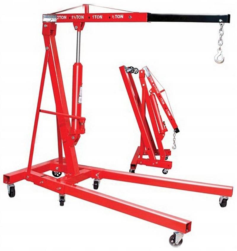 Ziegenkran, zusammenklappbar auf Rädern, Kapazität 2 Tonnen, Arm in 4 Positionen verstellbar, offene Abmessungen 158x106x156 cm, ideal für Werkstätten und Garagen von START