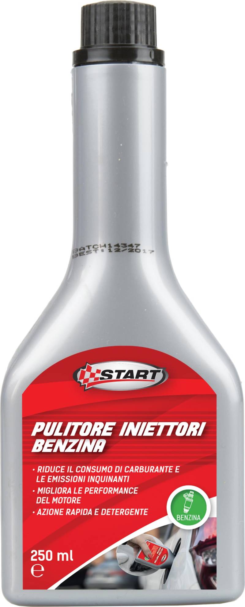 START - Benzin-Einspritzdüsenreiniger, Autopflege und Notfall, Reinigungskraft für Einspritzsysteme, Wartung für Benzinmotoren, 250 ml (1er Pack) von START