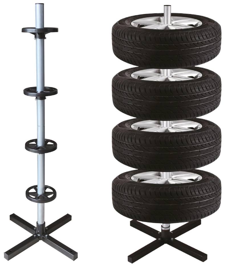 START - Vertikaler Reifenhalter | Robust und Platzsparend | Ideal für Garage und Werkstatt | Einfach zu Montieren | Geeignet für 4 Reifen, Schwarz von START