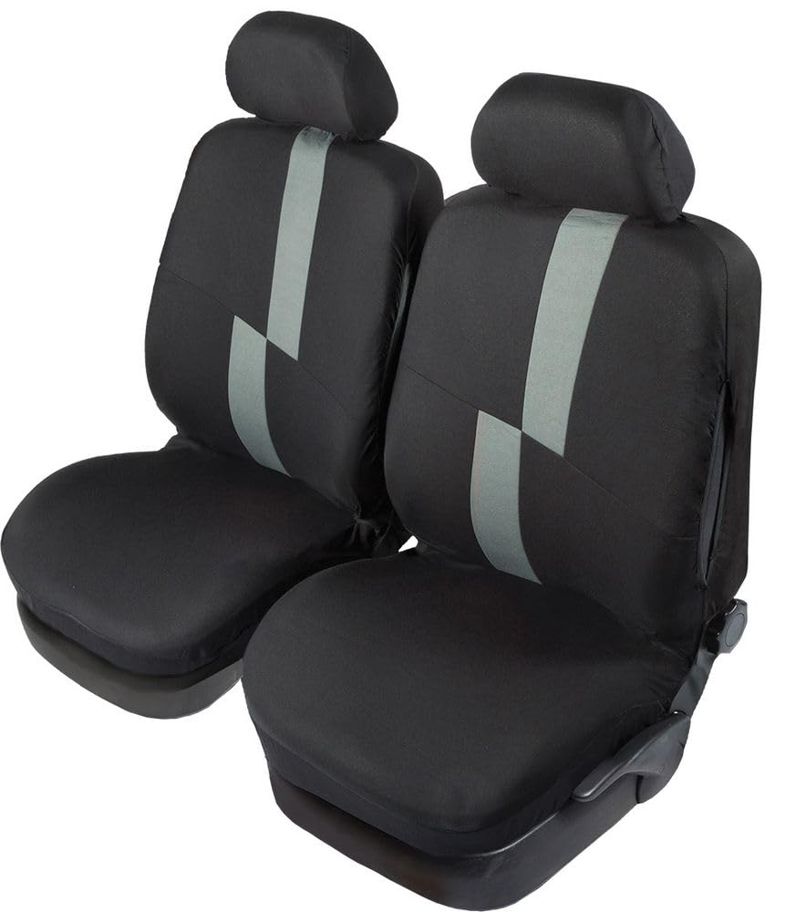 START Paar Vordersitzbezüge Flash Car Universal Airbag Polyester Kopfstütze Comfort schwarz grau von START