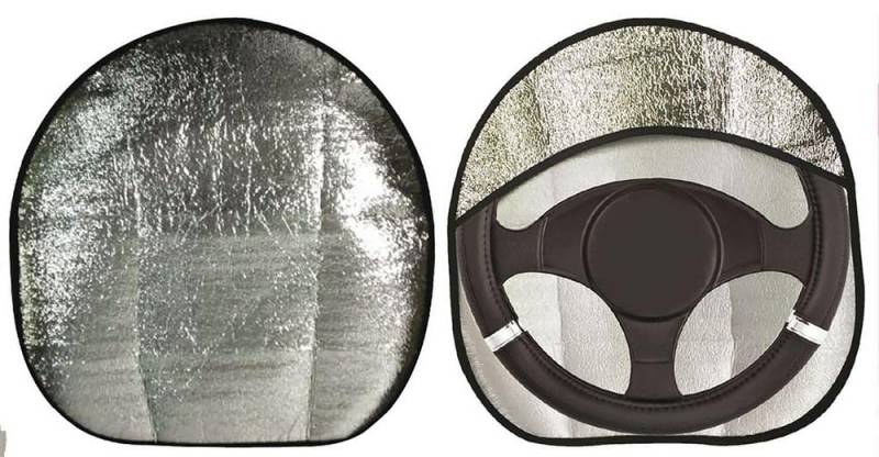 START - Lenkrad-Sonnenschutz, Ersatzteil für Windschutzscheibe, Auto-Sonnenblende passend für viele Modelle, Sonnensegel für Autos, Silber, Kunstleder von START
